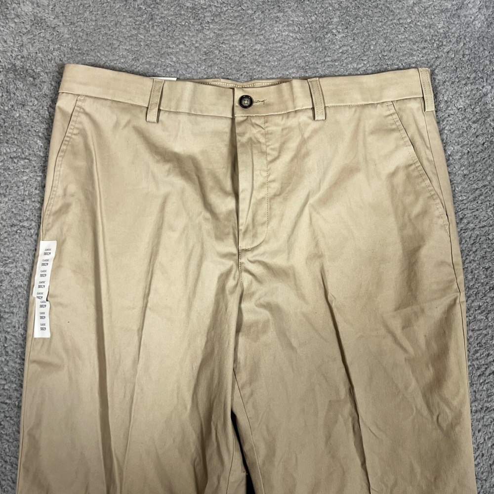 Croft & Barrow Khaki Pants Mens 38x29 Tan New Classic Fit Flat Front - Picture 3 of 11